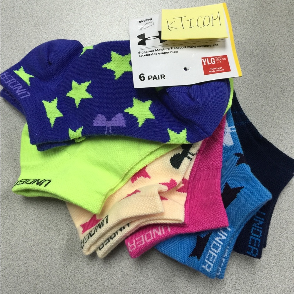 New Under Armour girl 6pairs no Show Socks YLG